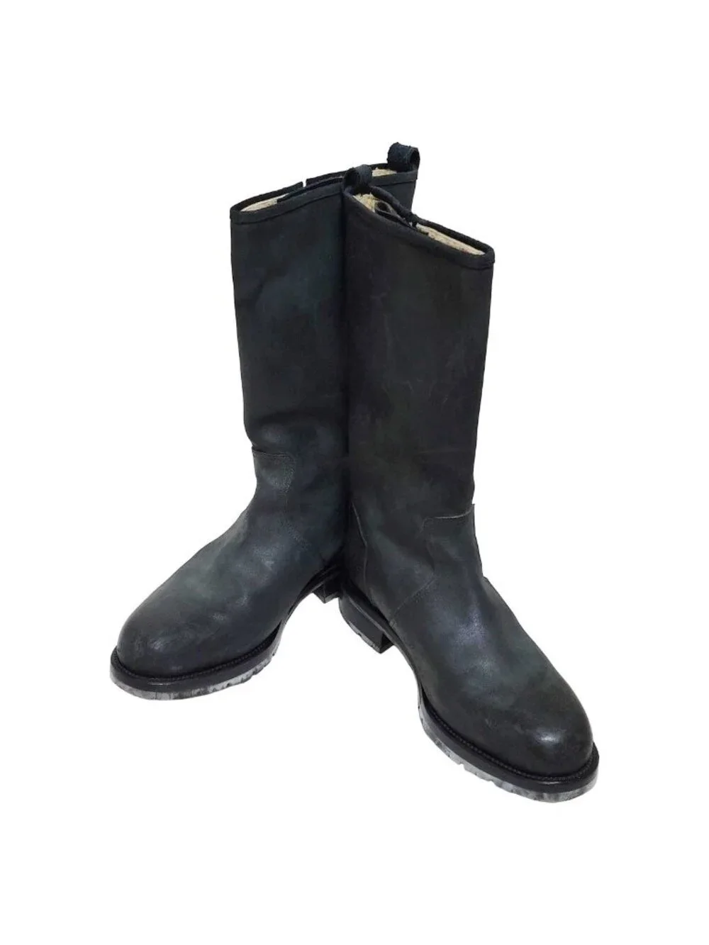 Hermes Boots 40 Dark Gray Side Zip Shearling